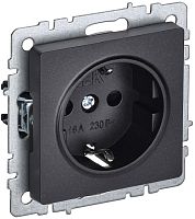 Розетка с заземлением без рамки IEK Brite РС11-1-0-БрЧ 1-м. черный картинка